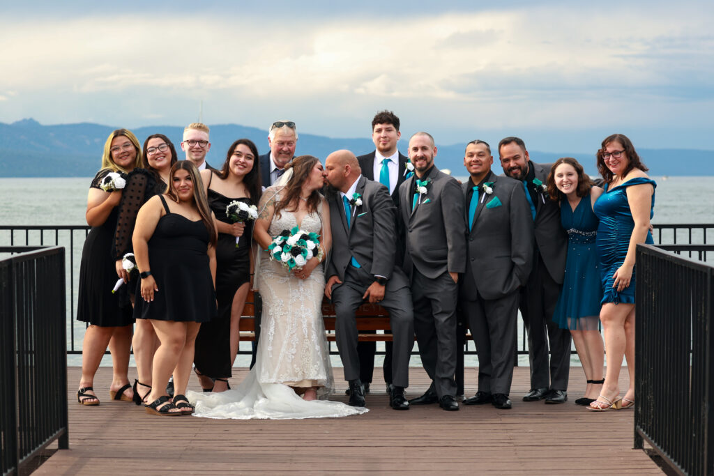 A romantic Lake Tahoe wedding on a pier in the Tahoe Keys
