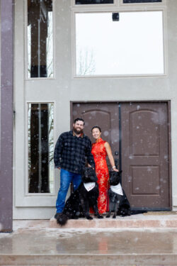Winter wedding in the snow at their parents property in Fallon Nevada